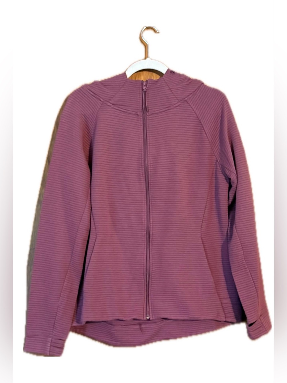 Women's Ribbed Zip-Front Bomber Jacket in Mauve